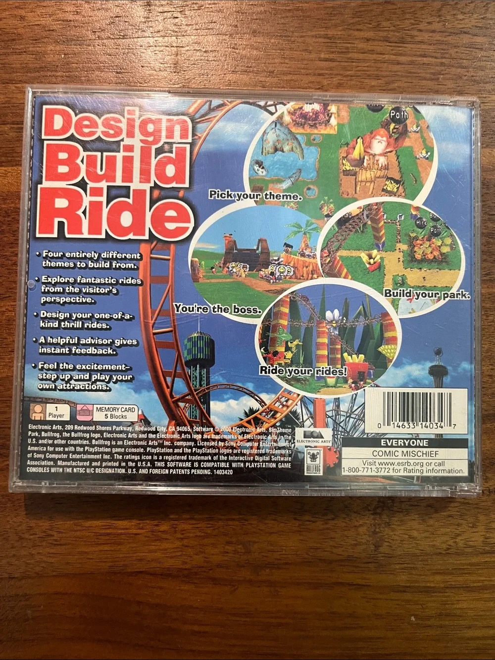 Sim Theme Park for the original Sony PlayStation 1 (PS1) by Electronic Arts CIB